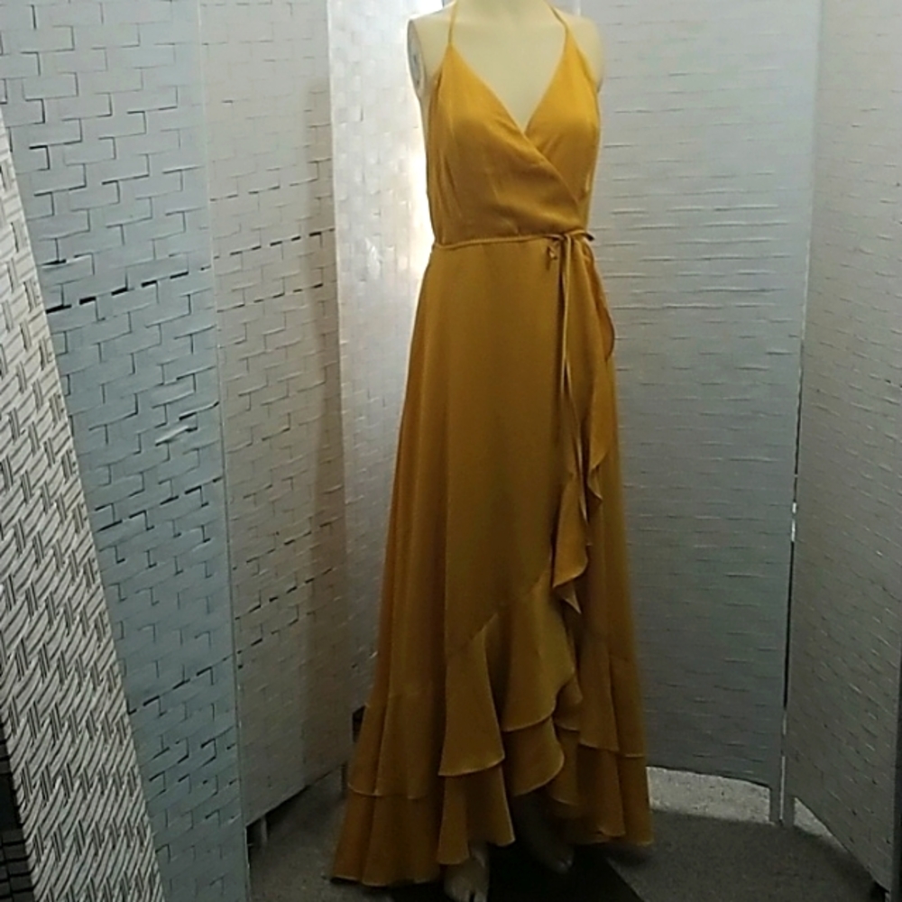 Fluttered Tiered Halter Dress